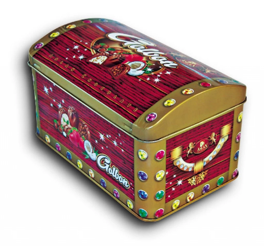 Rectangular Chest Lid Decorative Tin Box 2