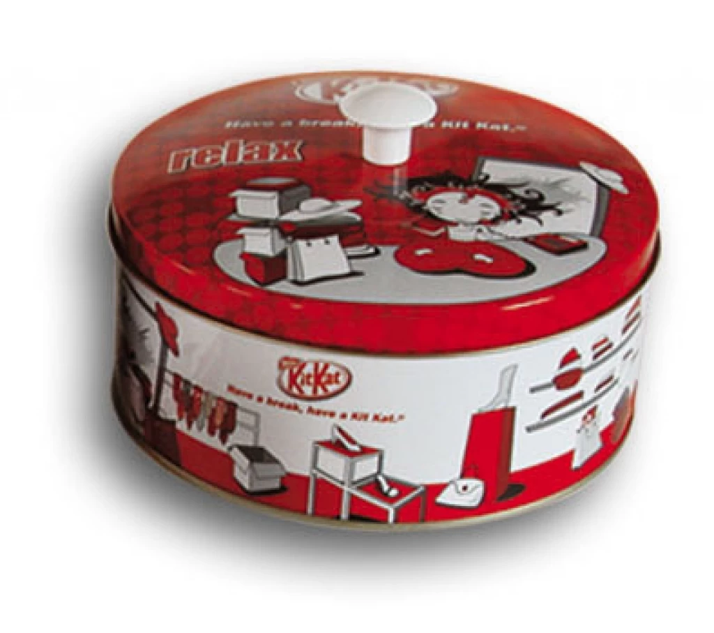 Dome Lid Plastic Handle Cylindrical Tin Box