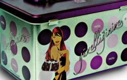 Rectangular Decorative Makeup Tin Box with Handle